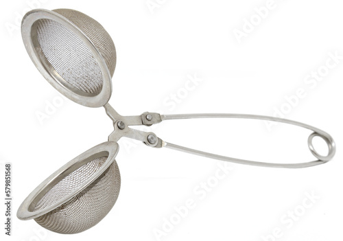 Cuadro en lienzo Stainless steel tea infuser on transparent background