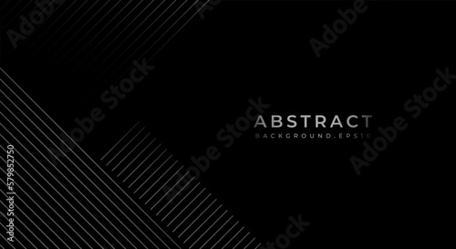 Black and Grey Metallic Abstract Tech Geometric Linear Background with Copy Space for Text or Message