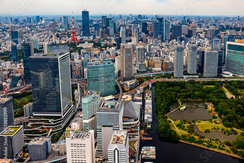 Aerial view of Minato City  Tokyo  Japan