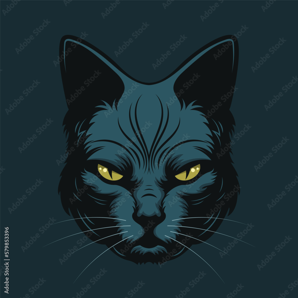 Obraz premium Black cat head. Logo or mascot design. Vector design