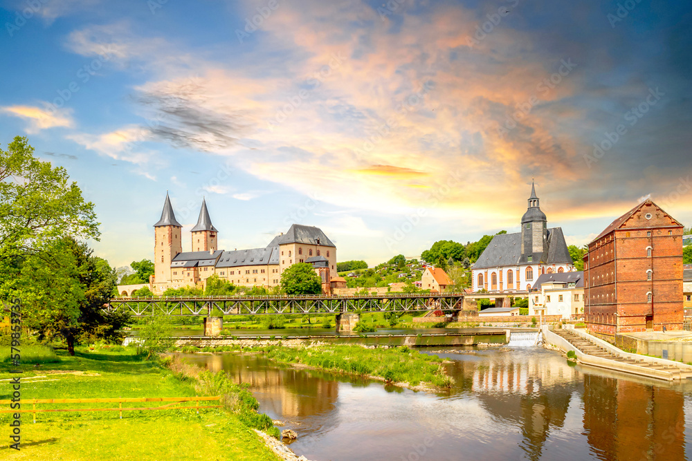 Fototapeta premium Blick auf Rochlitz, Deutschland