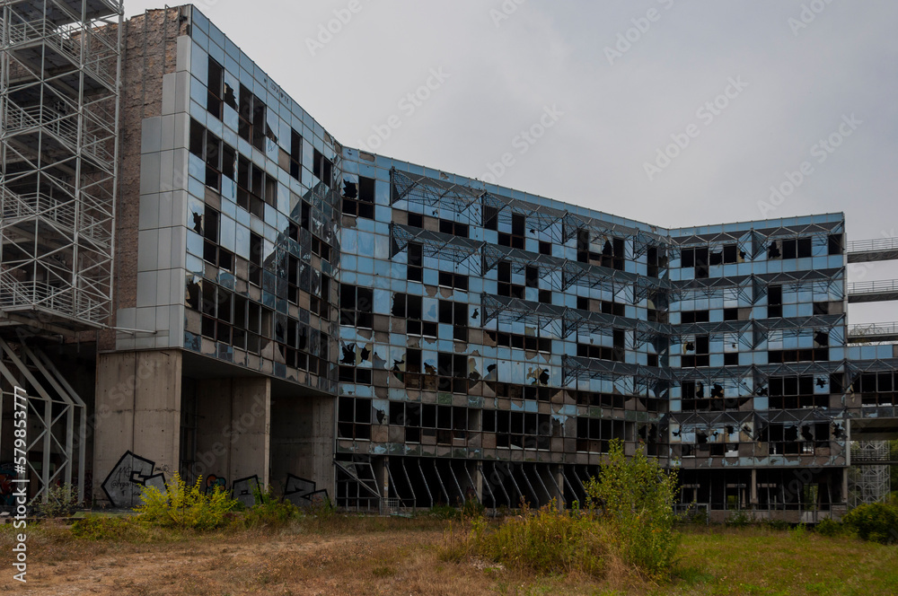 Old destroyed unfinished hospital in the Croatian capital Zagreb in Europe