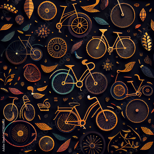 seamless background with bicycles Generative AI © sanja