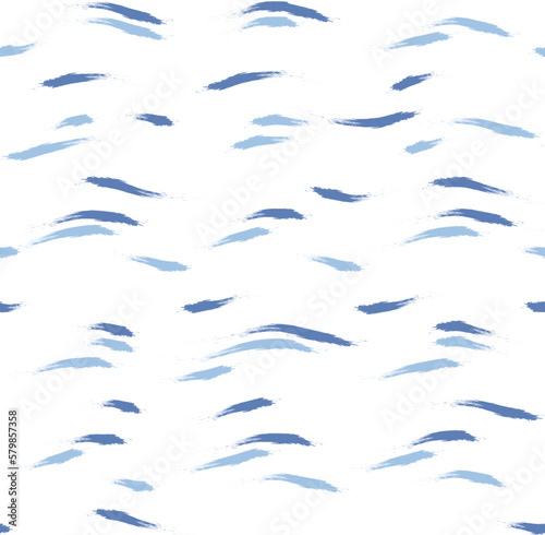 Seamless Wave Stripe Pattern, Water vector background. rain drops brush stroke, curly paint lines, watercolor illustration