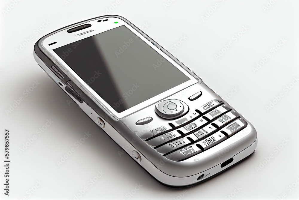 Old mobile phone on a white background created with AI Old mobile phone on a white background created with AI