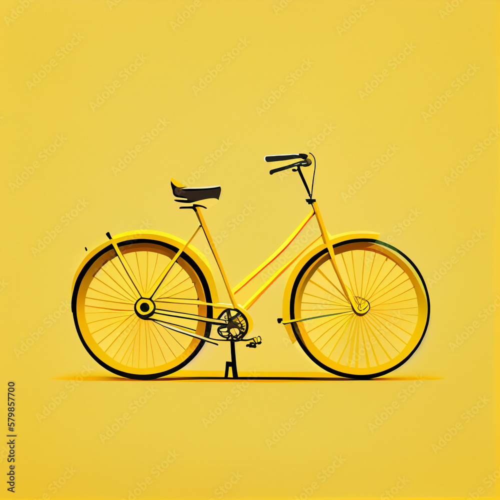 yellow bicycle on yellow background Generative AI yellow bicycle on yellow background Generative AI