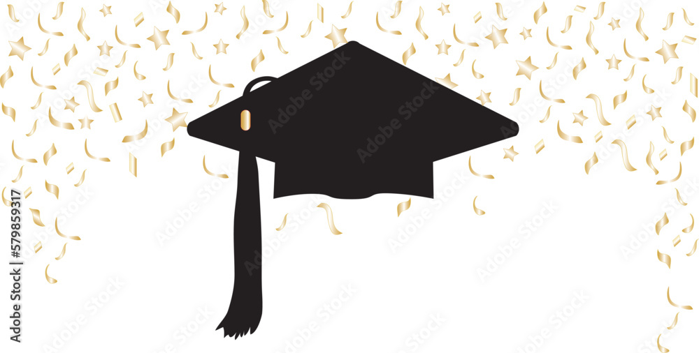 Graduation Cap And Confetti Background Stock Vector Adobe Stock Graduation Cap And Confetti Background Stock Vector Adobe Stock