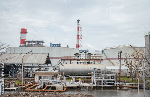 Power plant project view of combine cycle project power plant. The photo is suitable to use for industry background photography, power plant poster and electricity content media.
