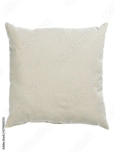 Bedroom textile Decorative pillow Beige color Cotton Square Interior element home room Isolated on white background