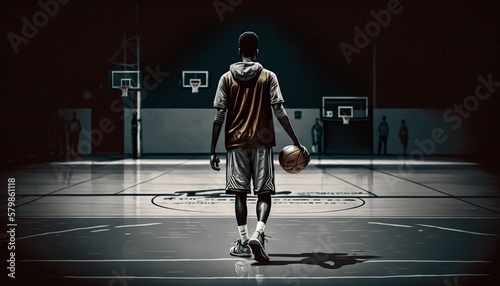 basketball player backview. highlight sports concept of a player. ai generative content © Felippe Lopes