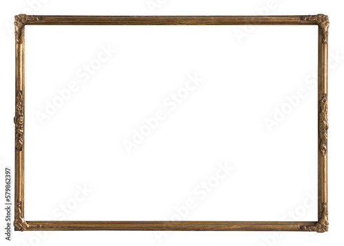  light wooden picture frame with little ornaments in the corners - isolated - stock image