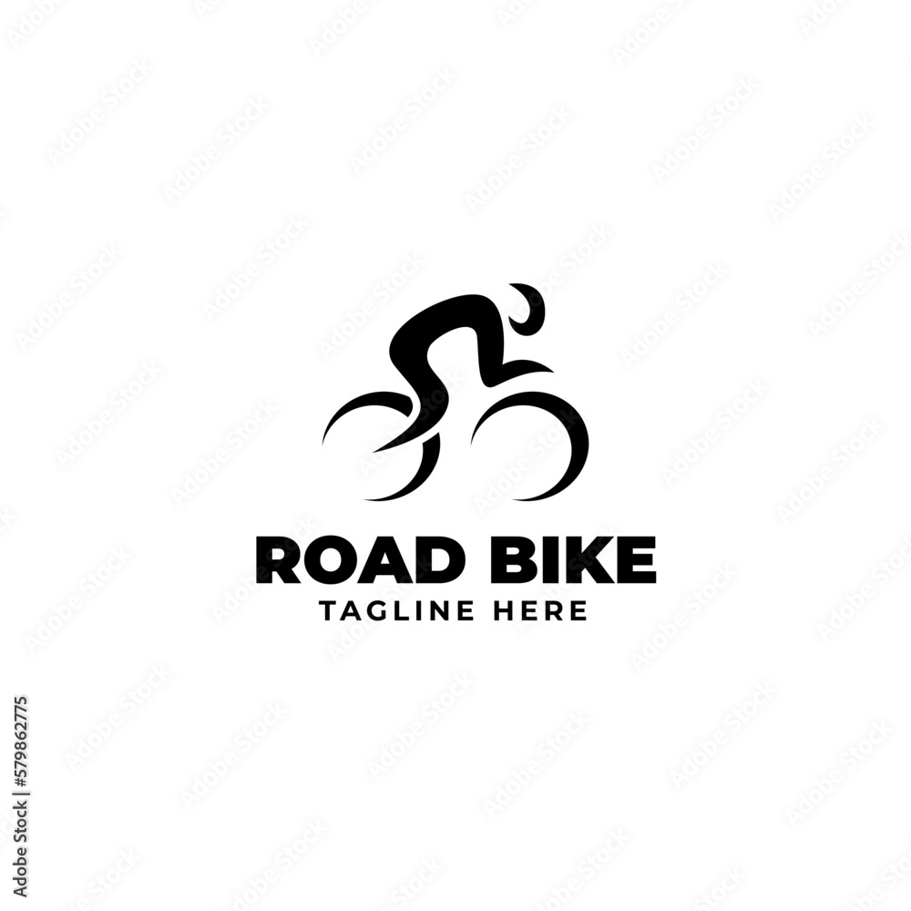Flat man riding bicycle logo design vector illustration Flat man riding bicycle logo design vector illustration