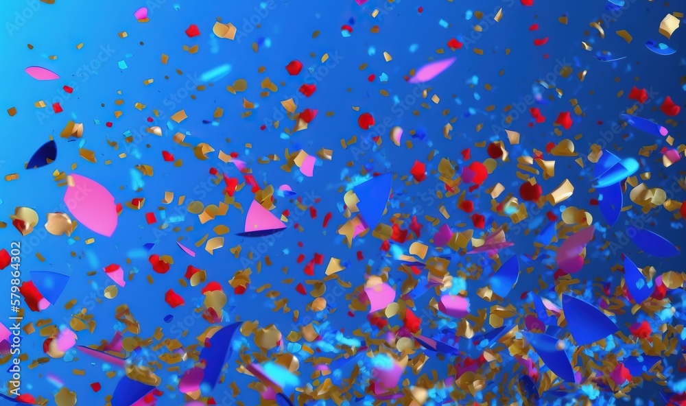  a blue sky filled with lots of colorful confetti.  generative ai