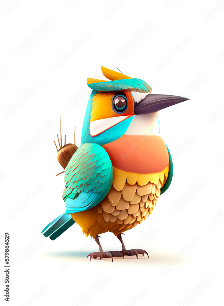 Illustration of colorful Bee-eater bird on white background, AI-Generated image. Illustration of colorful Bee-eater bird on white background, AI-Generated image.