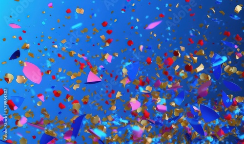  a blue sky filled with lots of colorful confetti. generative ai