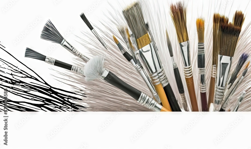 Fototapeta premium a bunch of brushes that are sitting in a cup of water. generative ai
