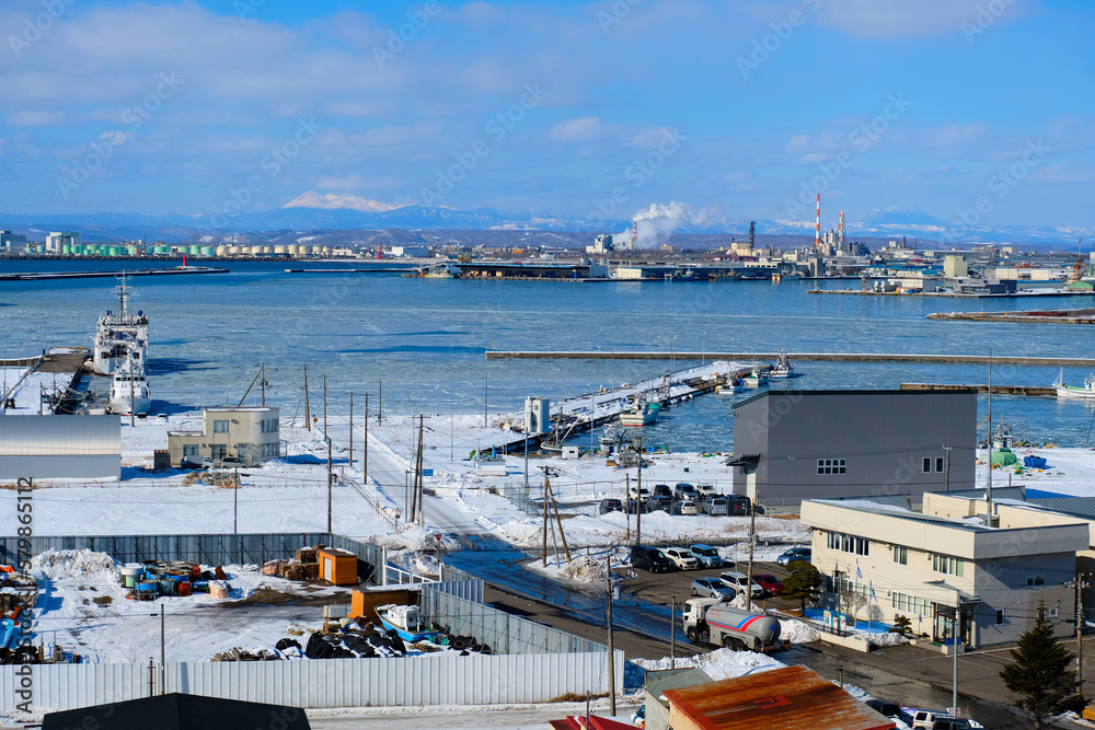 真冬の凍った港 1 北海道釧路市