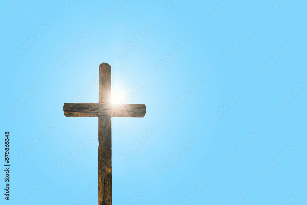 Easter cross on the background of the flag of Ukraine