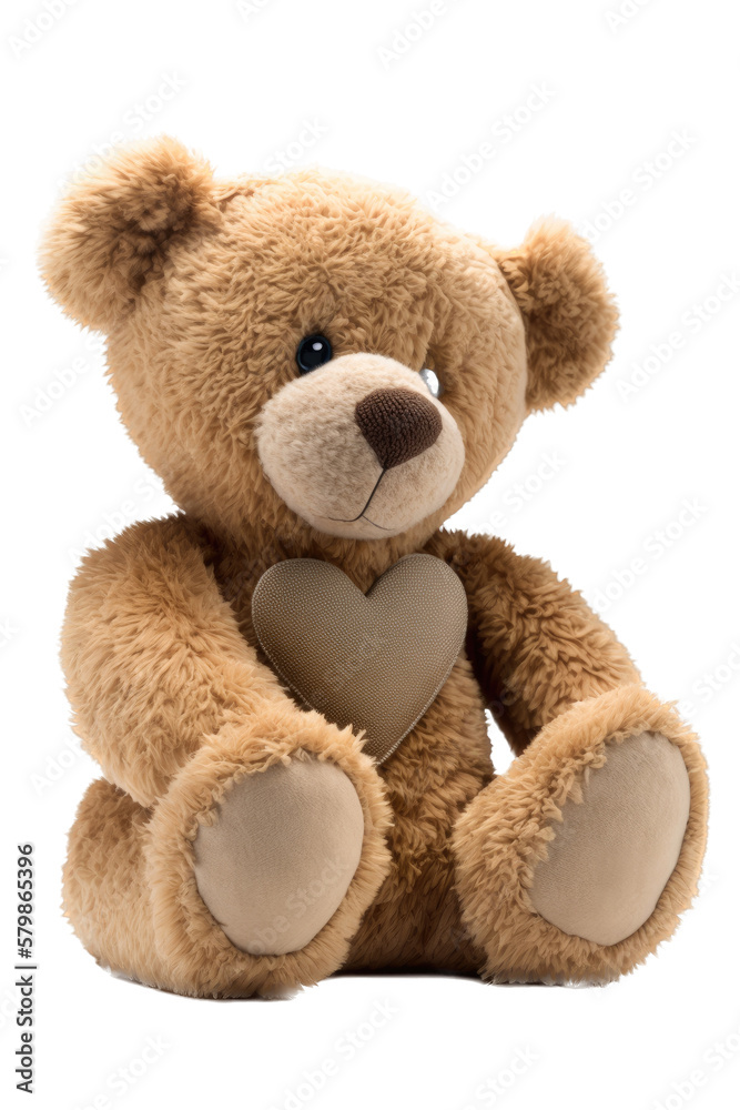 a spring-themed illustration featuring adorable isolated teddy bears with red hearts, including plush toys, all set on a transparent background and provided in PNG. Generative AI