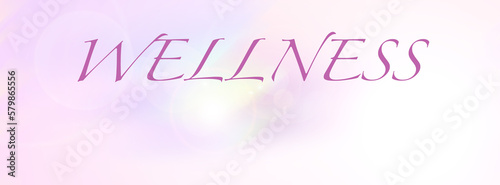 Long banner. Abstract light pink violet background and word Wellness. gradient.