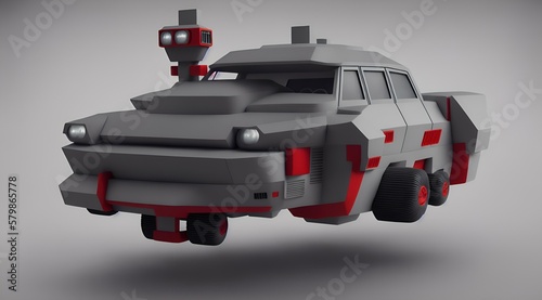 military sci fi hovercar, levitating. 3d rendering. Generative ai