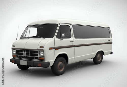 3d rendering of a vintage 1980s van, Generative AI