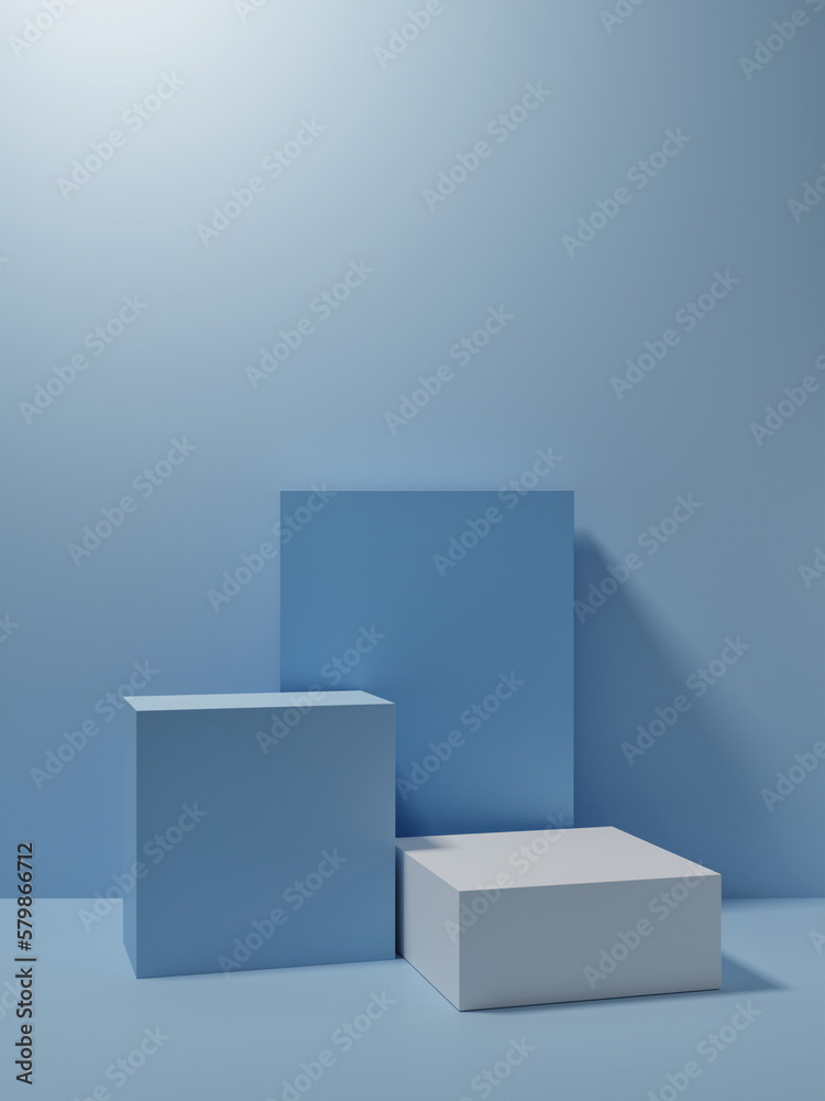 Premium mock up podium for product presentation, blue background, 3d illustration. Premium mock up podium for product presentation, blue background, 3d illustration.