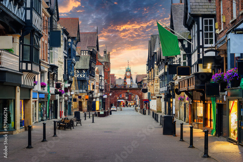Historical Chester Old town center, England photo
