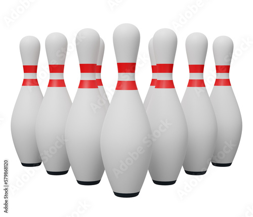 group bowling pin 3d render