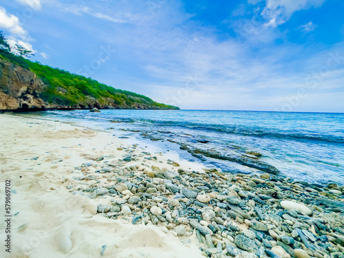 Rocky beach on tropical Caribbean island of Curacao