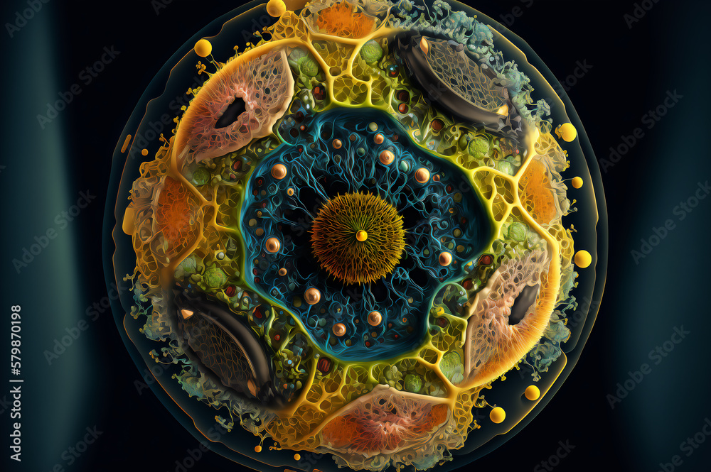 Schematic View of a Bacterial Symbiosis, The Fascinating World of Bacterial Symbiosis, Prokaryotic Cells and Their Impact on Human Health, Generative AI