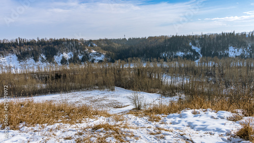 Fototapeta Naklejka Na Ścianę i Meble -  North Saskatchewan river valley landscape near town Devon