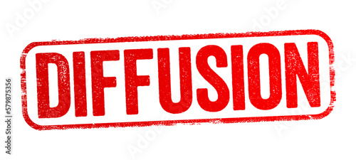 Diffusion is the net movement of anything generally from a region of higher concentration to a region of lower concentration, text stamp concept background