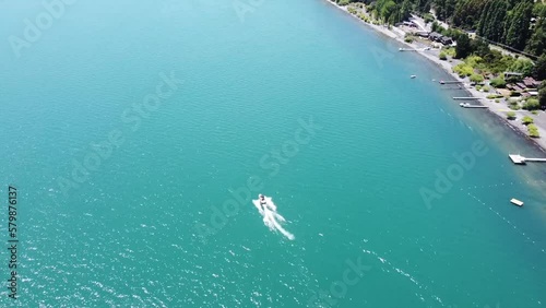 Vistas aereas de lago villarrica desde dron photo