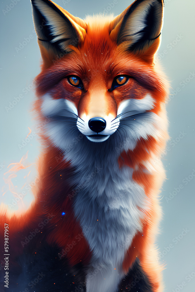 Fototapeta premium Portrait of a firey fox