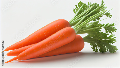 Fresh Group of Orange Carrots on White Background AI Generative