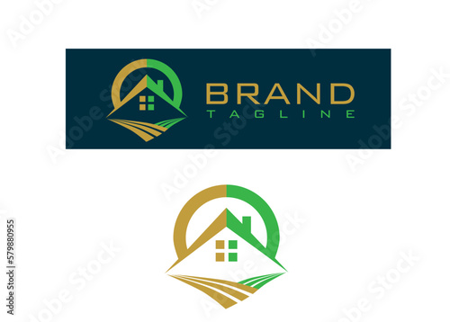 real estate land agriculture house building earth office logo concept