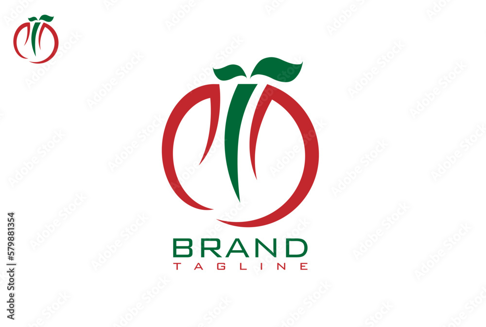 fruit vegetable tomato apple leaves line modern simple logo design fruit vegetable tomato apple leaves line modern simple logo design