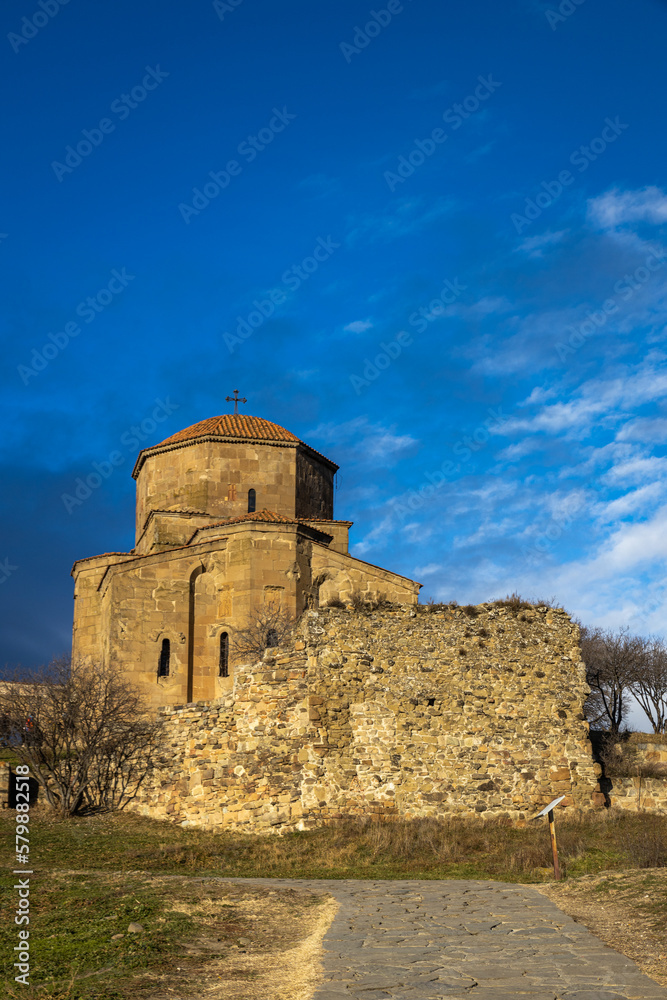 Beautiful Jvari monastery, famous historical place in Mtskheta, Georgia
