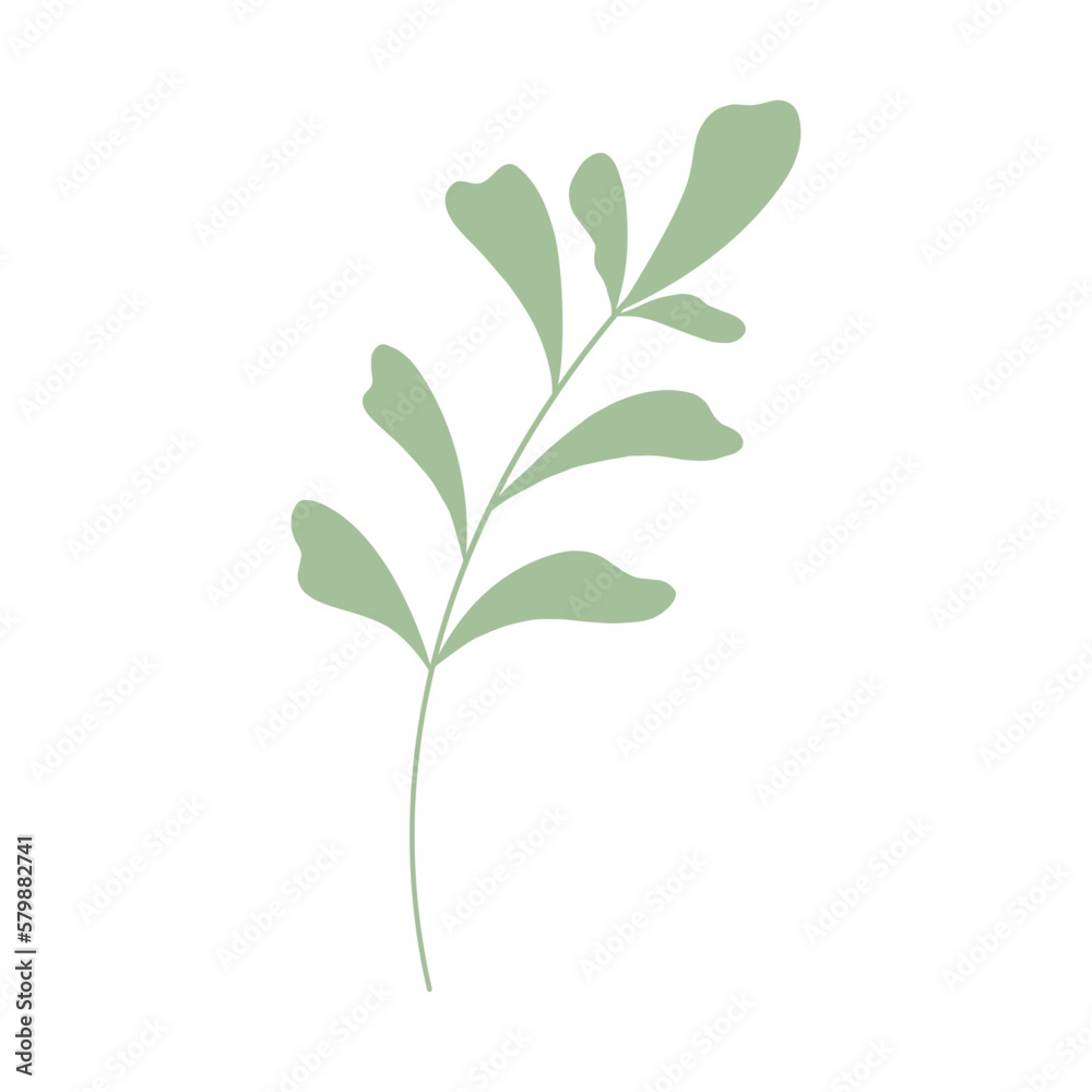 Naklejka premium Decorative green leaves. Hand drawn decorative elements. Vector illustration