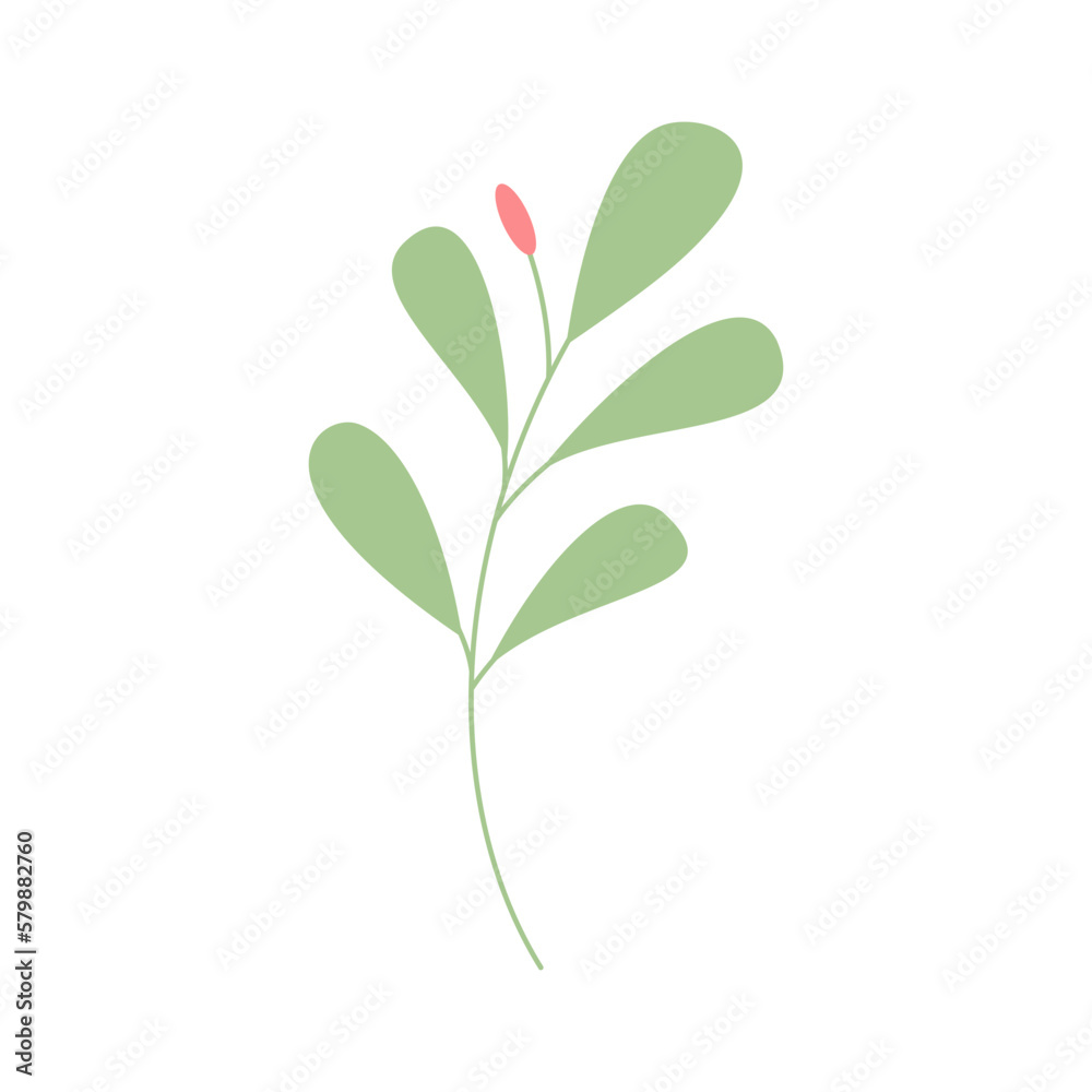 Naklejka premium Decorative green leaves. Hand drawn decorative elements. Vector illustration