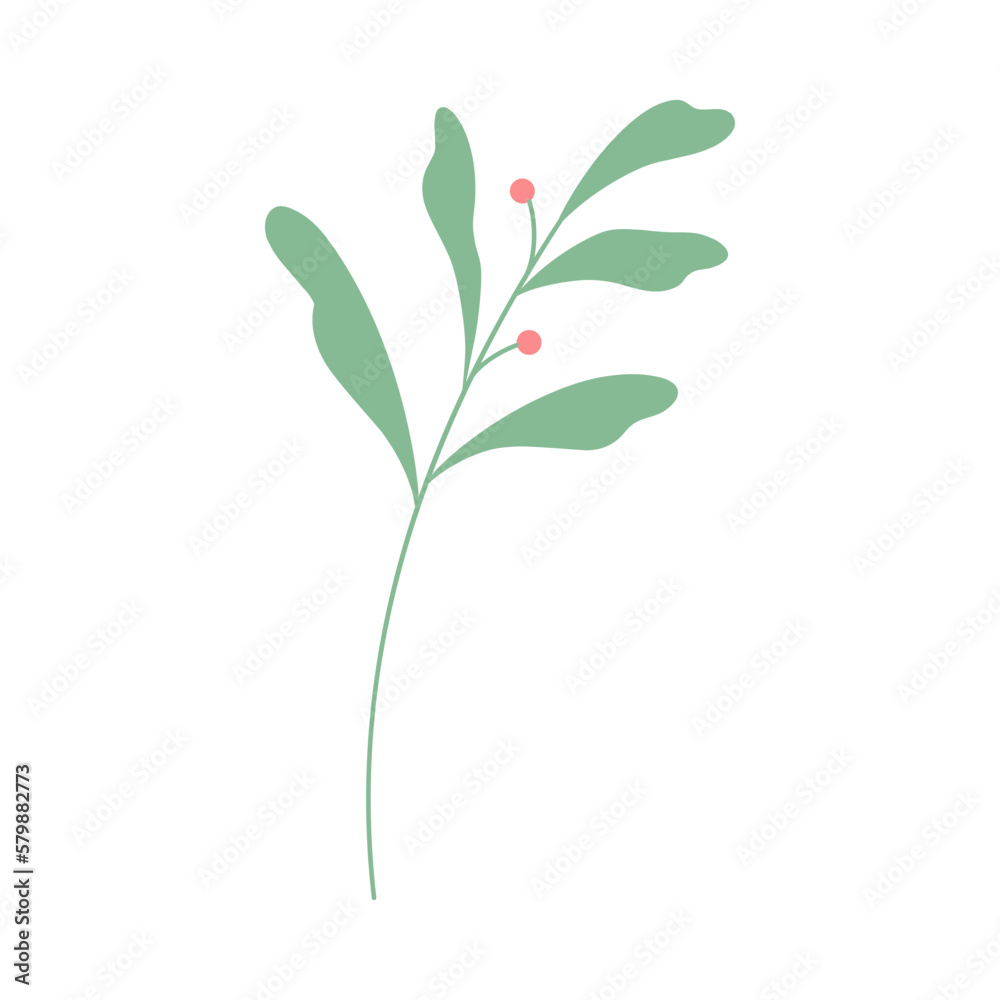Naklejka premium Decorative green leaves. Hand drawn decorative elements. Vector illustration