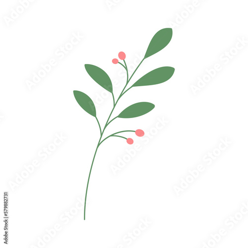 Decorative green leaves. Hand drawn decorative elements. Vector illustration