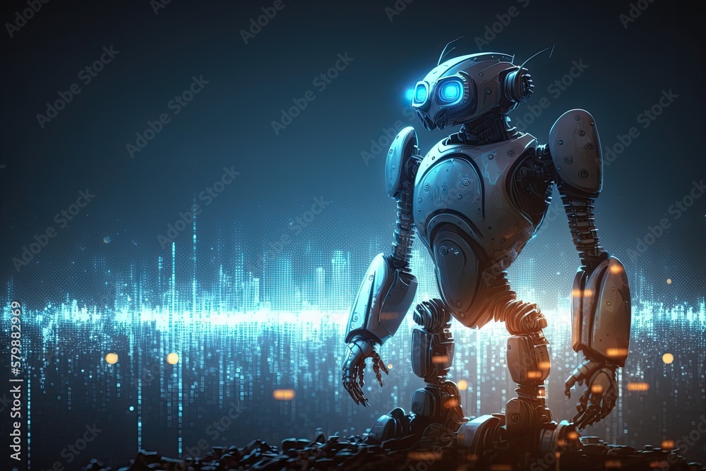 Fototapeta premium The futuristic robot with abstract technology lights.Generative AI