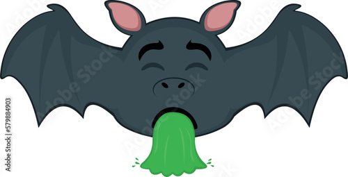 vector illustration of vampire bat vomiting