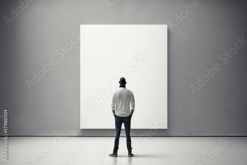 A Man Standing in Front of Blank Canvas, Generative AI