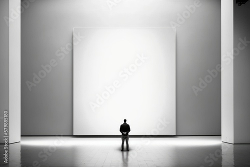 A Man Standing in Front of Blank Canvas, Generative AI