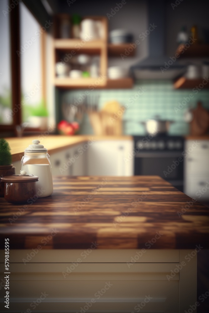 empty table in the kitchen with a blurry background can create a lasting impression and elevate the overall aesthetic of your home, GENERATIVE AI