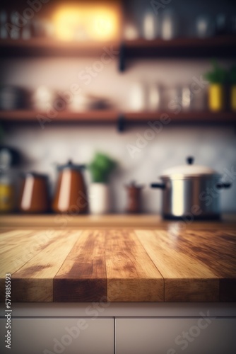 empty table in the kitchen with a blurry background can create a lasting impression and elevate the overall aesthetic of your home, GENERATIVE AI ©  freeprompt