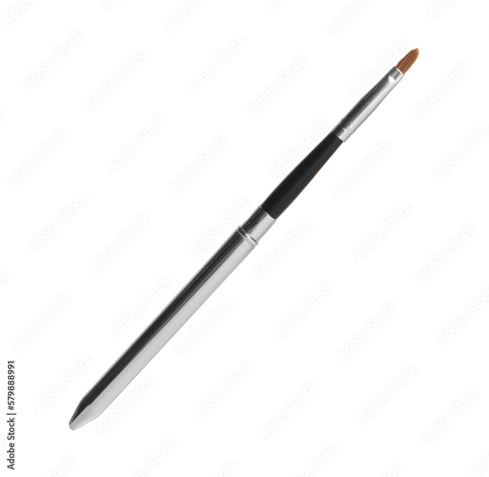 One stylish makeup brush isolated on white One stylish makeup brush isolated on white